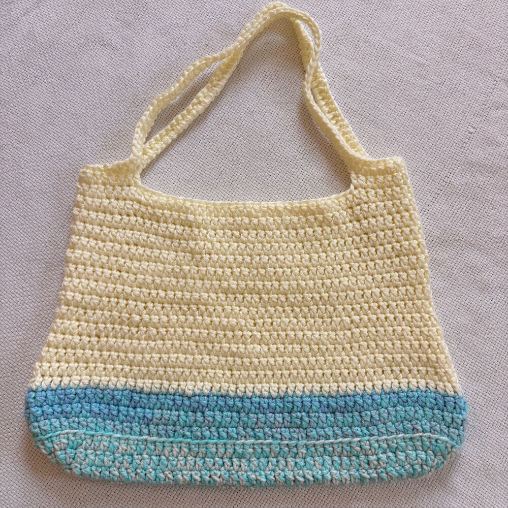 HANDMADE Crochet Everyday Tote Shoulder Bag market shopping vintage yarn gift